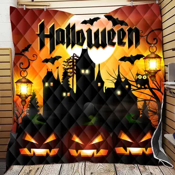 

Custom DIY Halloween Blanket 3D Print Sherpa Blanket on Bed Home Mantas Para Sofa Decorativa