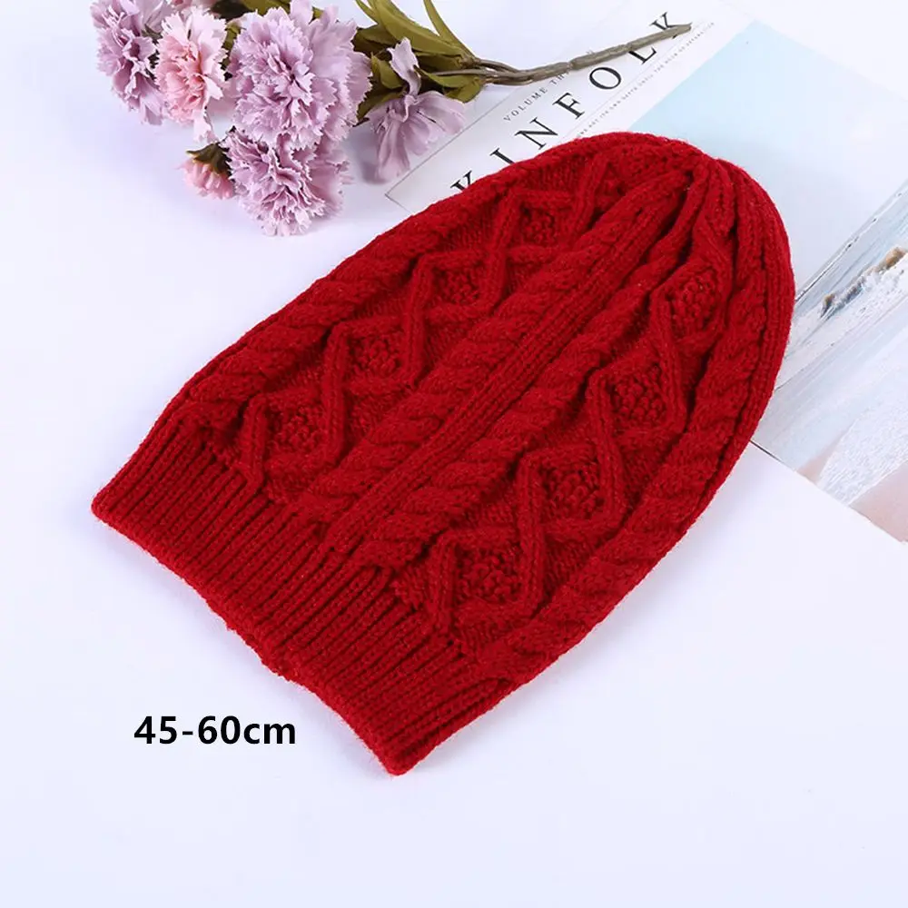 Warm Solid Color Women Skullcap Snow Cap Knitted Hat Long Beanie Hat designer skully hat