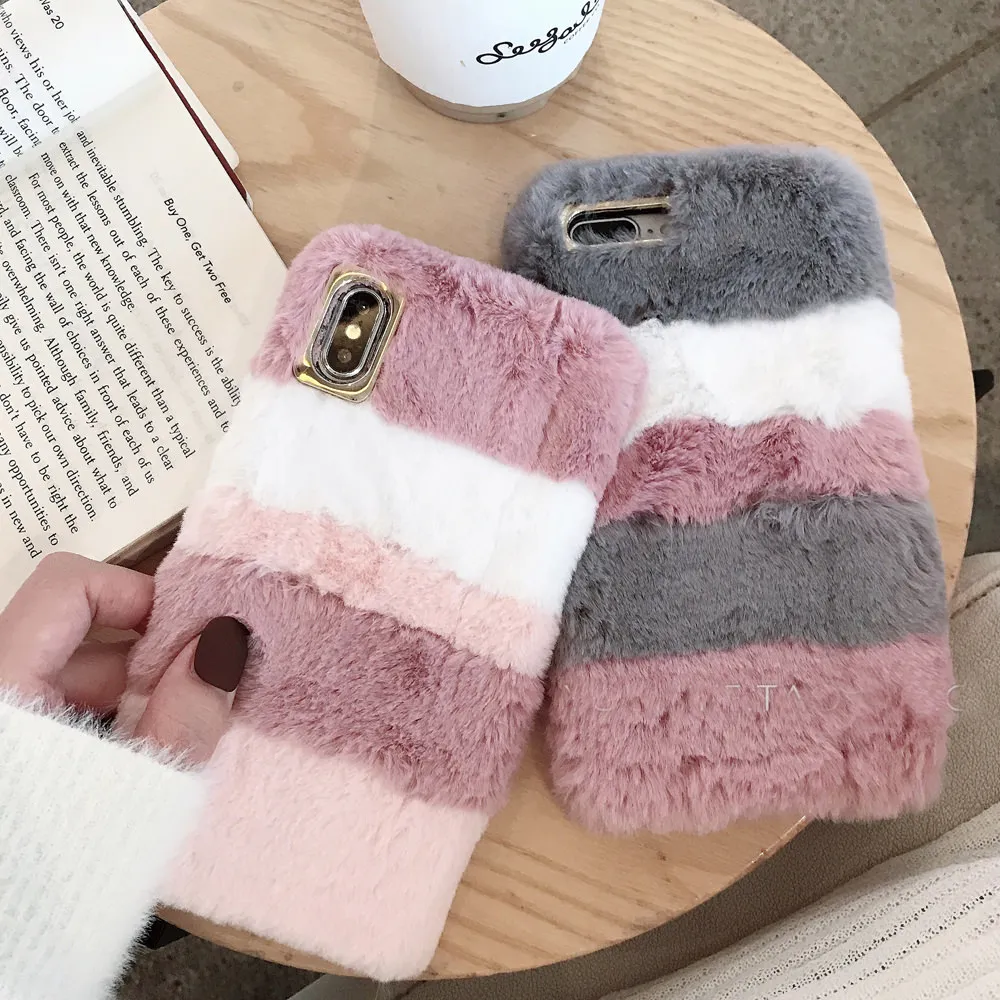 Милый меховой плюшевый чехол LLZ.COQUE с бриллиантами для телефона IPhone 11 Pro XS Max XR X 6 6S
