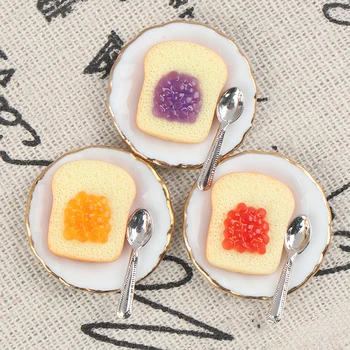 

1 Set 1/12 Mini Breakfast Egg Toast Coffee Cup Model Miniature Dollhouse Play Kitchen Restaurant Accessories Doll Food Toys