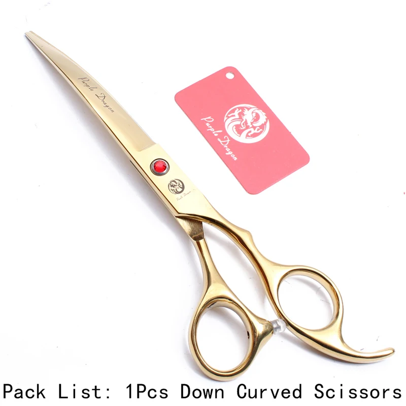 Bend Down Cutting Scissors 7" Japan Stainless Purple Dragon Down Curved Scissors Dog Grooming Scissors Dog Pet Shears DIY Z4007 - Цвет: Z4007 Jin DC 7N
