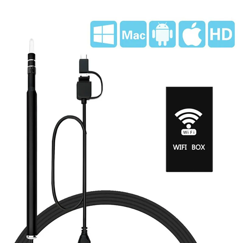 Беспроводной Эндоскоп для iPhone Android Wi-Fi 5 мм USB Ухо борескопической проверки 1.3MP HD