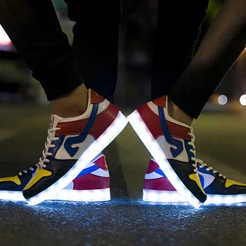 

7 Colors LED Luminous Shoes Unisex Casual Shoes USB Charging Light Shoes Colorful Glowing Leisure Flat Shoes Sport Shoes 9-3