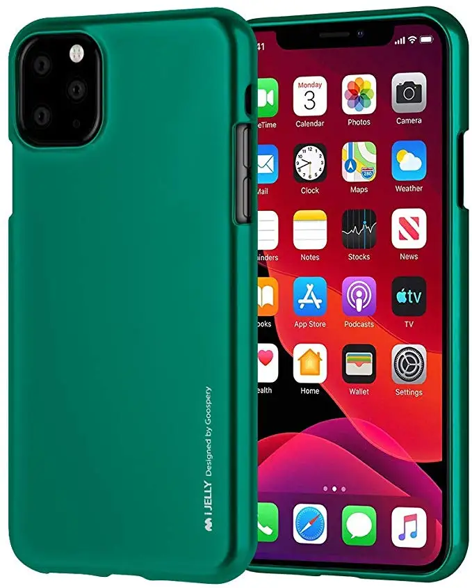 Mercury Goospery i-Jelly ТПУ чехол На Бампер Тонкий металлический чехол для iPhone 11 Pro Max X Xs Max XR iPhone 6 6S 7 8 Plus - Цвет: Green
