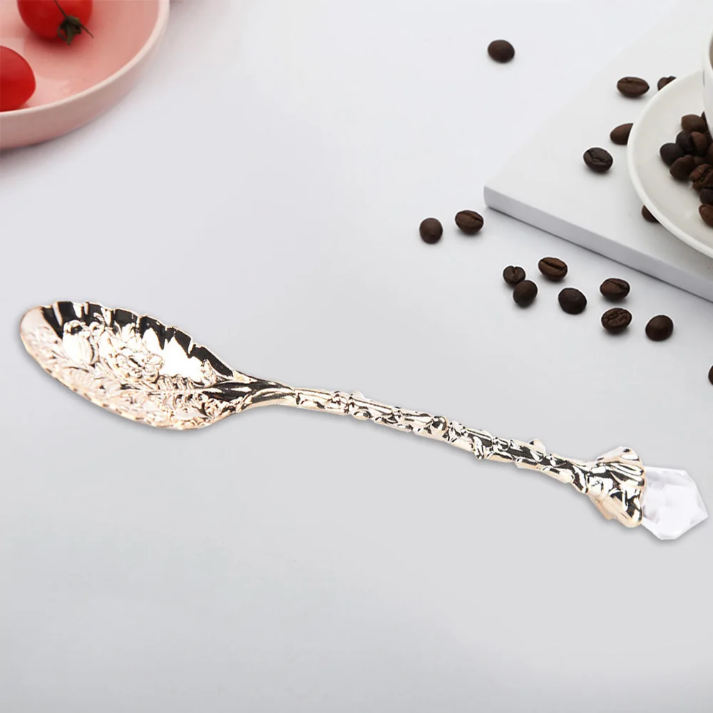4pcs/set Vintage Spoons Palace Style Carved Spoon Mini Coffee Tea Dessert Spoon Dinnerware Kitchen Accessories