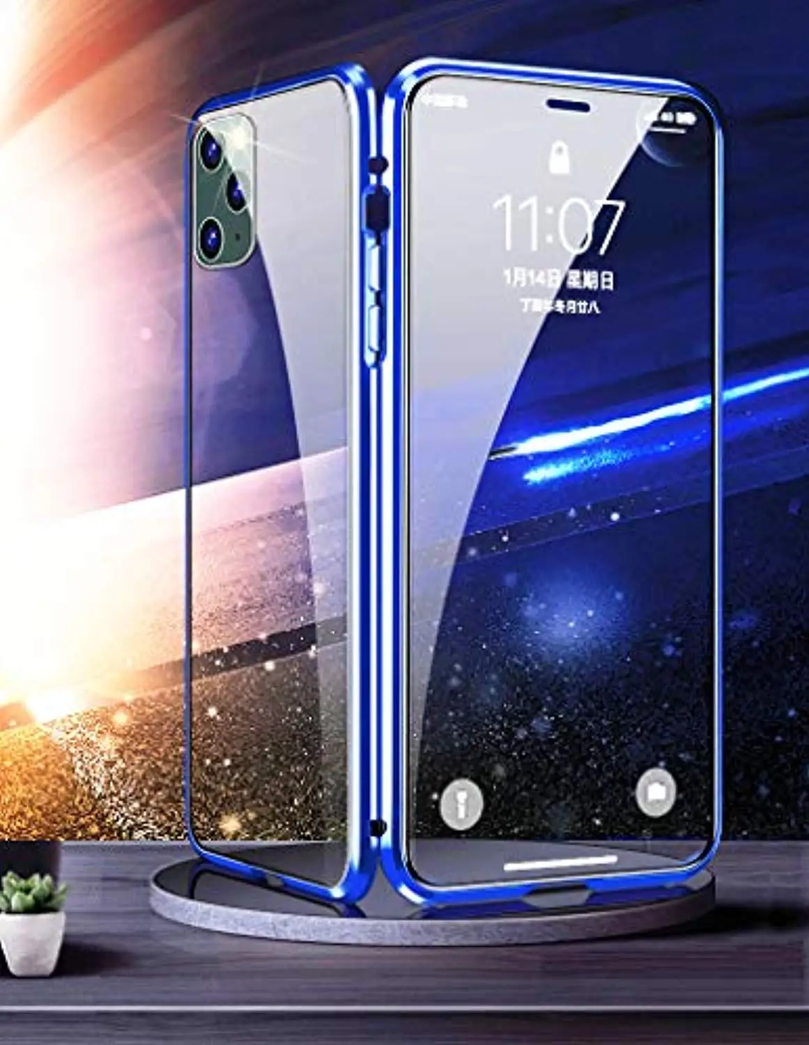Металлический бампер Магнитный адсорбционный чехол для iPhone 11 Pro MAX 6 6S 7 8 Plus Чехол 9H закаленное стекло Передняя Задняя крышка полные чехлы для телефонов