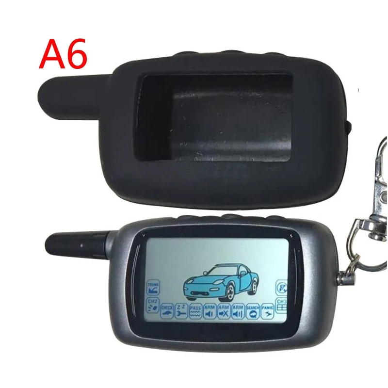 2-way A6 LCD Remote Control Key Fob Chain+ Silicone Case for Russian Version Two Way Car Alarm System Twage Starline | Автомобили и