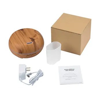 

Round Ultrasonic Humidifier 300ml Mist Maker Aroma Diffuser with Colorful LED Light Wood Grain Aromatherapy Diffuser Machine