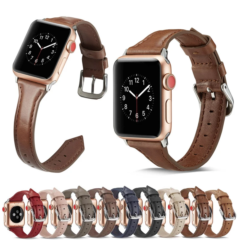 Кожаный ремешок для Apple watch 44 мм 40 мм iwatch Series 5 4 42 мм 38 мм 3 2 1 мягкий подлинный Браслет ремень для Apple watch 4 5