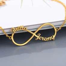 Customized Infinity Name Bracelet Silver Gold Chain Stainless Steel Custom Couple Jewelry For Women Men Personalized Nameplate B