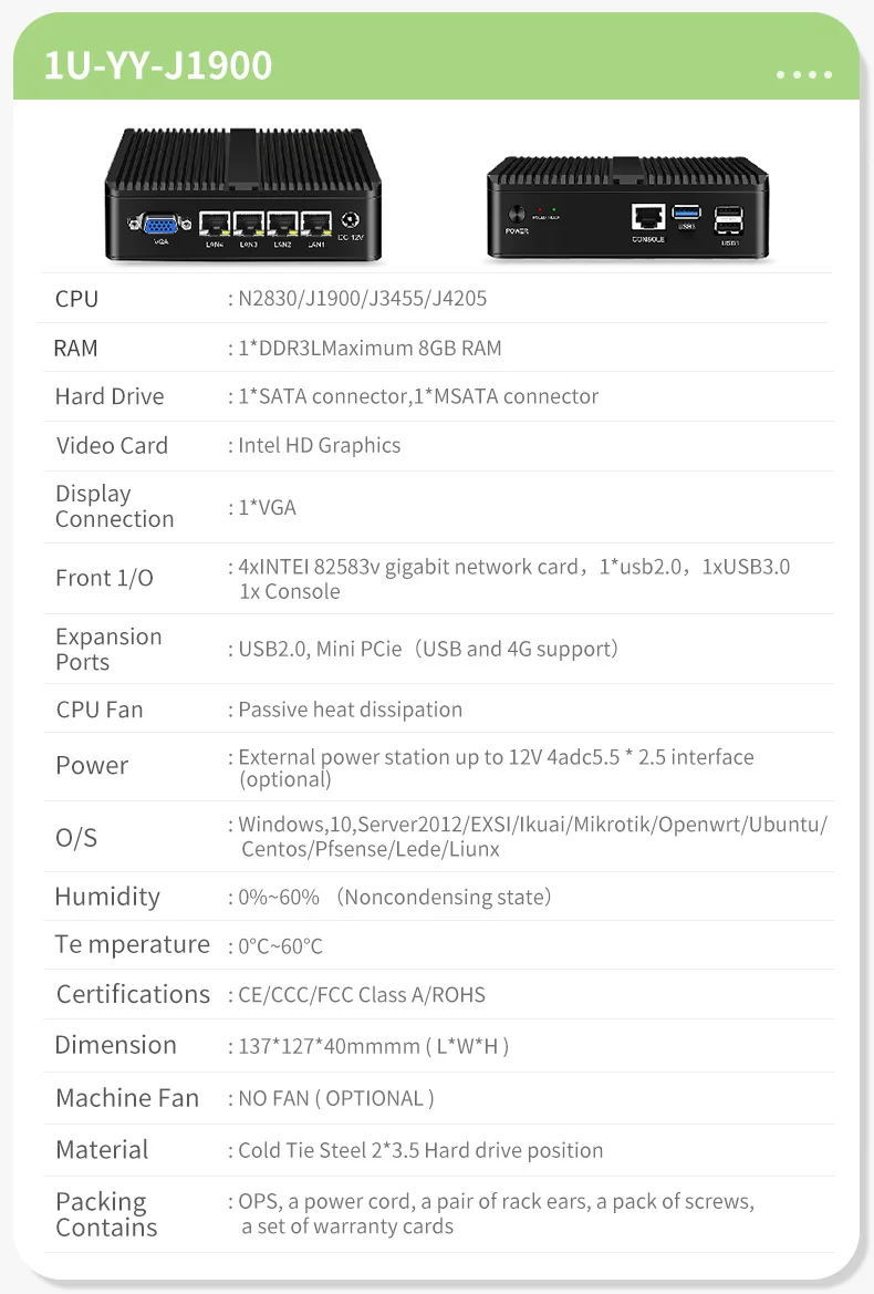 J1900 Soft Router Mini PC with 4 LAN, HDMI, VGA, Pfsense, Linux – Industrial Computer for VPN, Firewall, Gaming, and Office Networking. Description Image.This Product Can Be Found With The Tag Names Cheap Mini PC, Computer Office, High Quality Computer Office, Mini pc