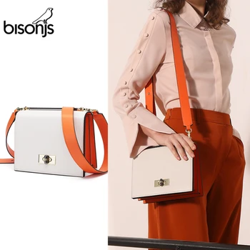 

BISONJS Luxury Handbags Women Bags 2020 Designer Cow Leather Crossbody Bags For Women Shoulder Messenger Lady Bags Totes B1615