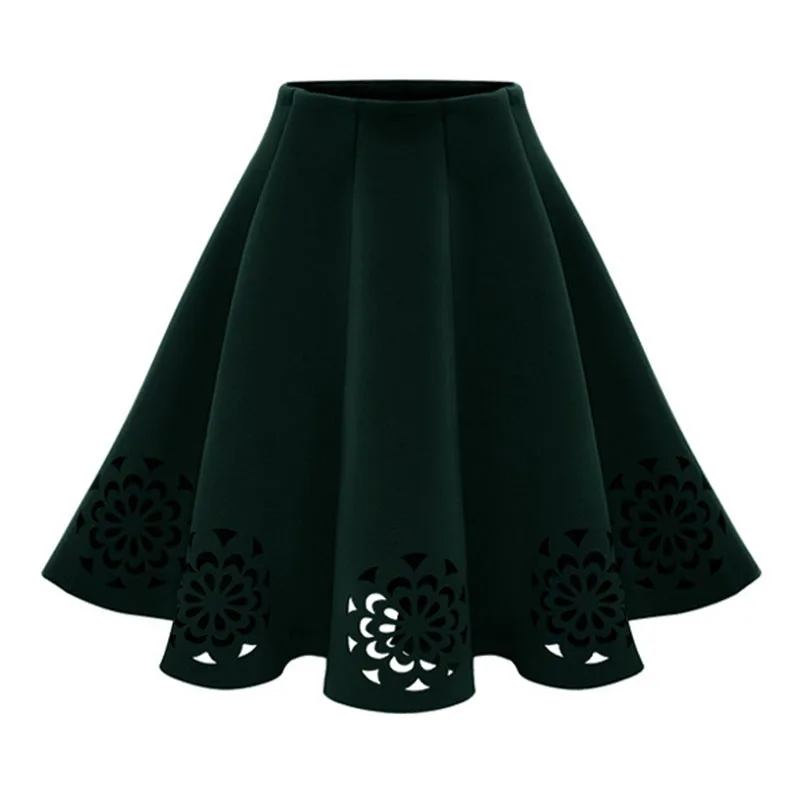 Миди юбка 2020 элегантная винтажная Цветочная вязаная крючком черная белая