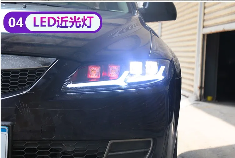 Головной фонарь для Mazda 6, фары 2004-2013, мазда 6, все светодиодный фары, СВЕТОДИОДНЫЙ DRL, динамический сигнал, ангельские глазки, аксессуары