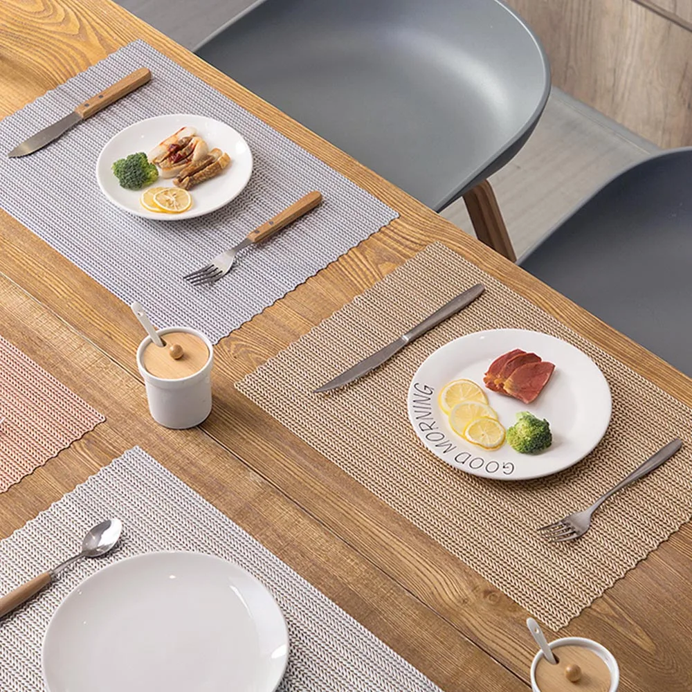 

Luxury Placemat For Dining Table Coasters Rose Gold PVC Hollow Foldable Coffee Table Mats Heat-insulated Non Slip Tableware Pads