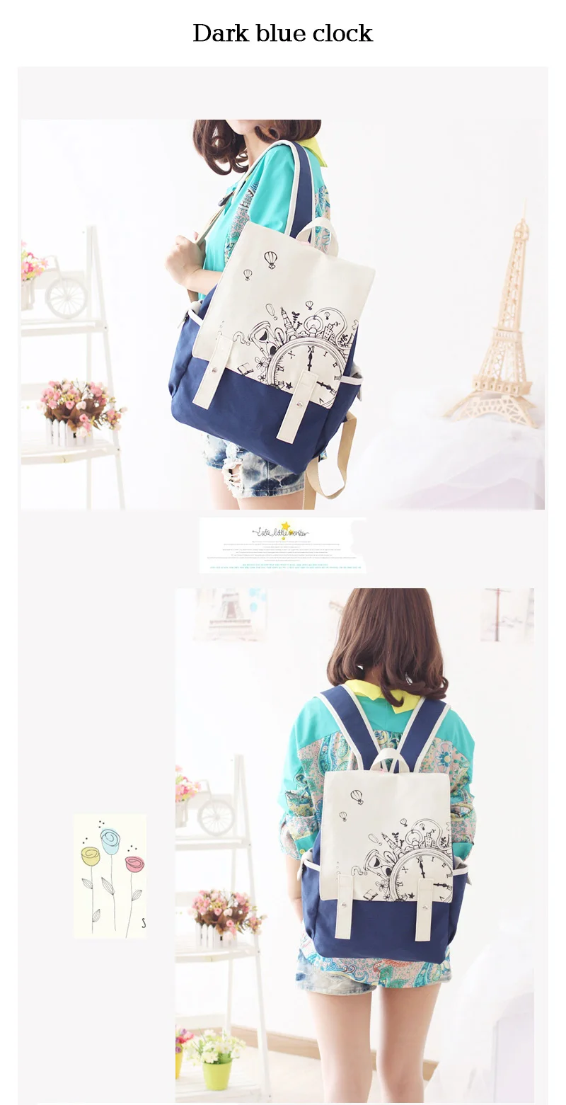 Korea Style Women Canvas Backpack School bag For Girls Ladies Teenagers Casual Travel bags Schoolbag Backpack