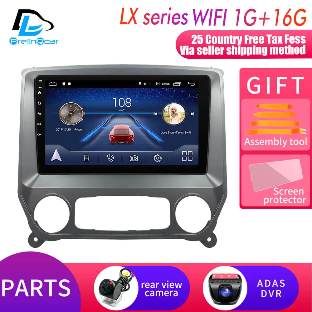 LX player 1G16G DVR 4G Lte Android 9,0 мультимедийная навигационная система для Chevrolet Silverado GMC sierra- лет автомобильный dvd-плеер подушка радио - Цвет: LX player 1G16G DVR