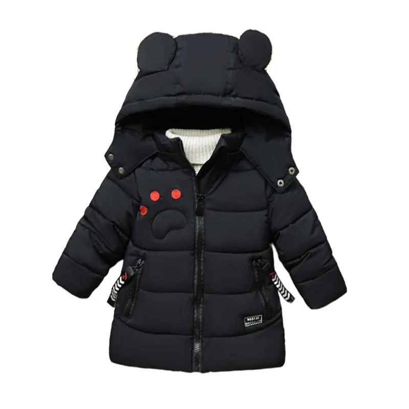 Black Winter Jackets for Boys Cartoon Bear Warm Coat Toddler Kids Clothes Children Snowsuit Outerwear& Coats Baby Boy Hooded Parka 5 - Цвет: Black