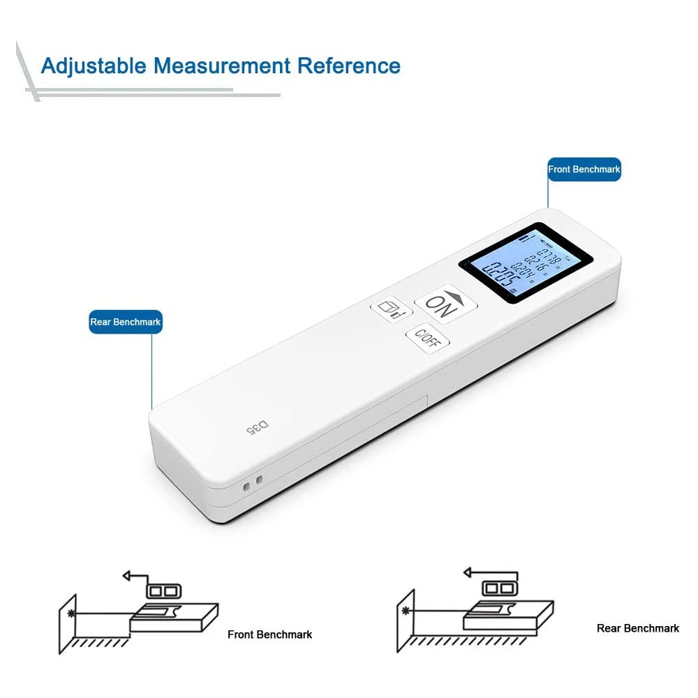 Portable Mini Handheld Laser Distance Meter 35M Digital Laser Rangefinder LCD Distance Area Volume Room Measurement Range Finder