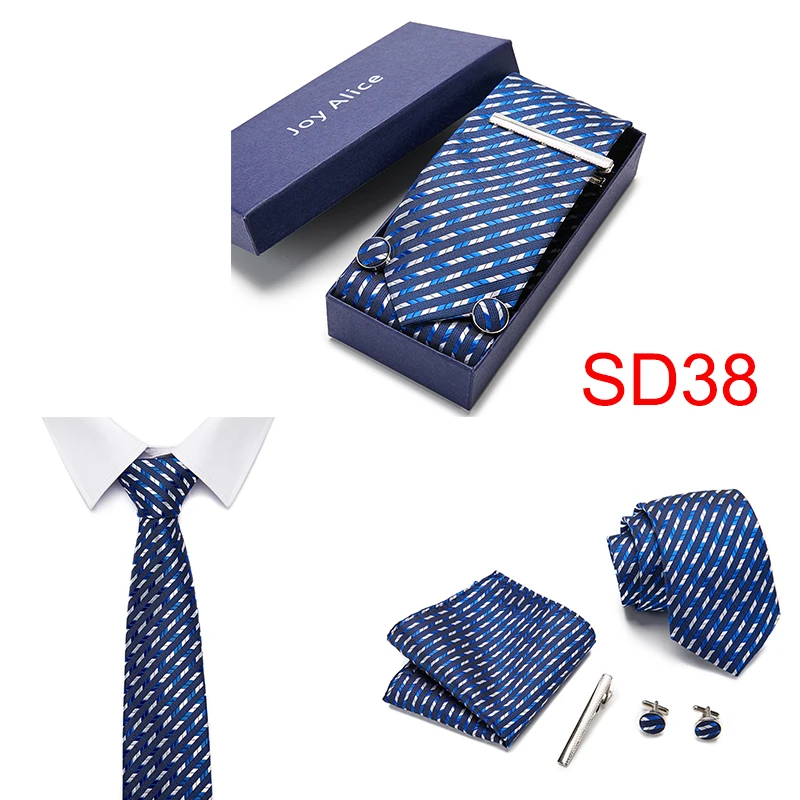 Новый дизайн 7,5 см набор галстуков с подарочной коробкой жаккардовый плетеный галстук шелковый галстук Hanky запонки наборы галстуков для