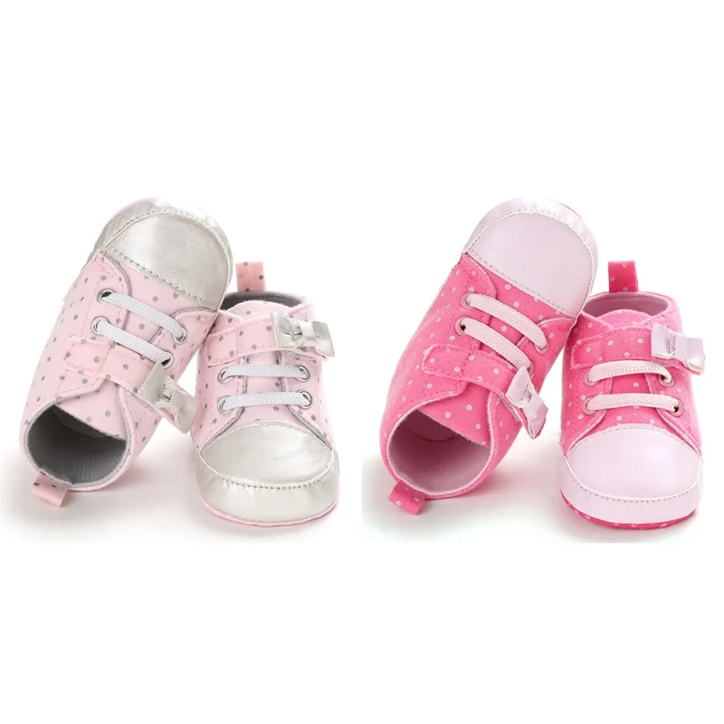

New Autumn Baby Girl Polka Dot Print Anti-Slip Casual Sneakers Toddler Soft Soled Walking Shoes 0-18M Pink Rose Red n