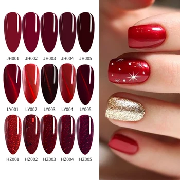 

RS NAIL Gel Nail Polish Red Wine Color Series Cat Eye Glitter Gel Lacquer Professional Nail Art Gel Varnish For Manicure Salon