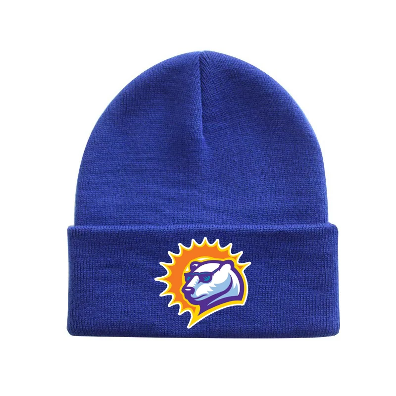 Coldоткрытом воздухе Зимние трикотажные хоккейные болельщики шляпа с вышитым логотипом черный и синий Высокое качество