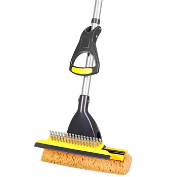 

Sponge Mop with 2 Mop Heads Home Commercial Use Tile Floor Mops Bathroom Garage Cleaning with Squeegee and Extendable Telescopic