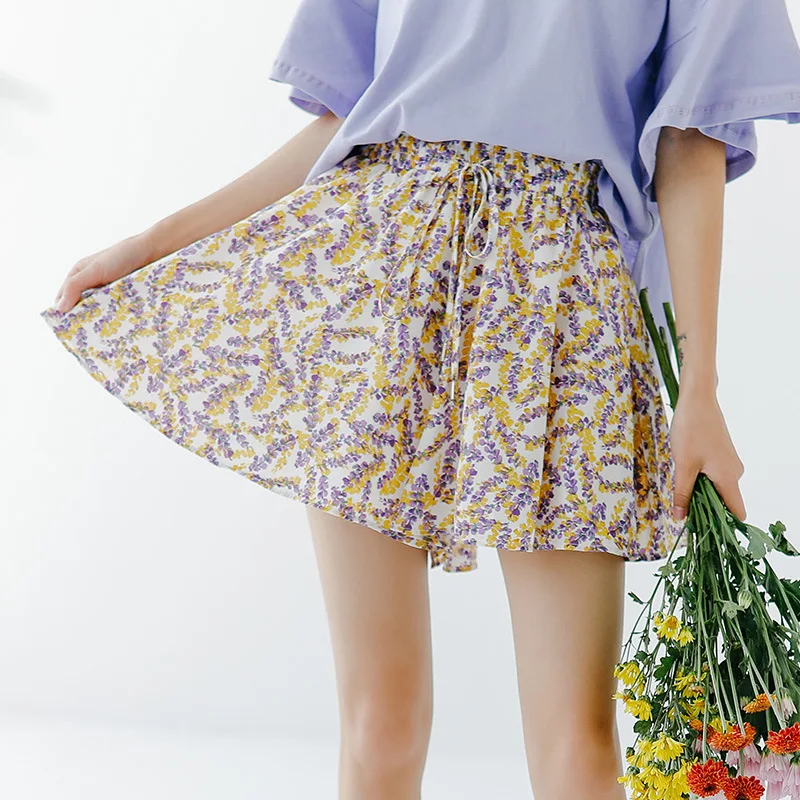

2020 South Korea CHIC Summer Fashion Cuihua a Shaped Small Short Skirt High-waisted Elastic Short Divided Skirt Women's