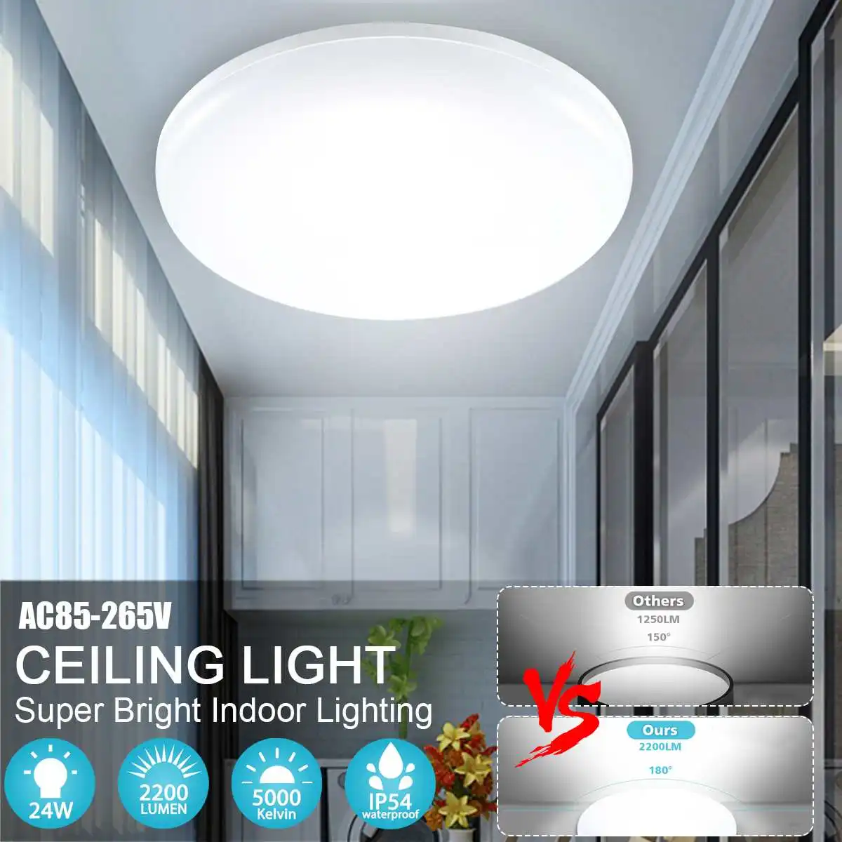 24WModernLEDCeilingLightsHomeLightingIP54CeilingLampWall