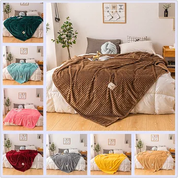 

Blankets for Beds Solid Color Super Soft Flannel Blankets For Beds Solid Striped Mink Throw Sofa Cover Bedspread Winter Blankets