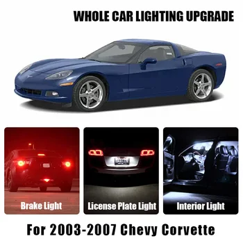 

White Red Car Interior LED Light License Plate Reverse Lamp For 2003-2007 Chevy Corvette Brake Bulbs Turn Signal Parking Light