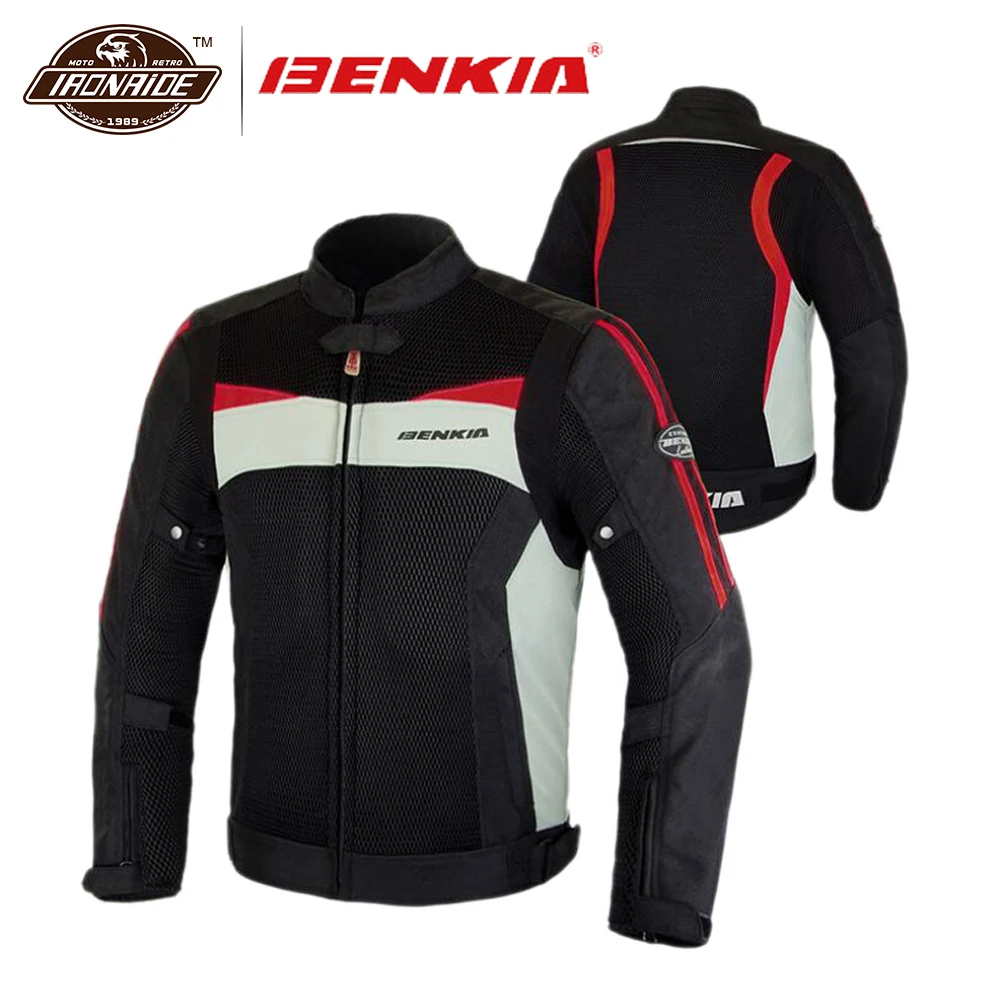 

BENKIA Motorcycle Jacket Man Motocross Jacket Moto Protection Moto Jacket Motorbike Riding Clothing for Summer M-4XL