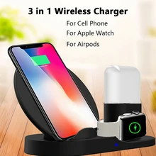 Высокое качество Роскошный 3-в-1 Qi Беспроводной для iphone 11 PRo Max X XR XS Max Быстрая зарядка Зарядное устройство Док-станция для iphone наручных часов iWatch Airpods