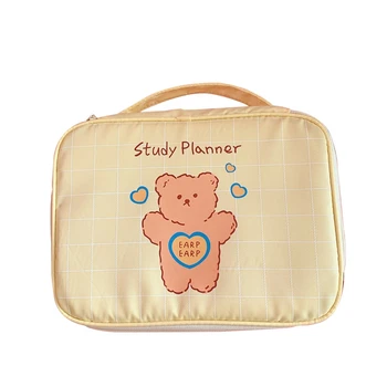 

2020 Large capacity cosmetic bag Cartoon bear print canvas bag handbag daily necessities storage bag handbag Storage bag New