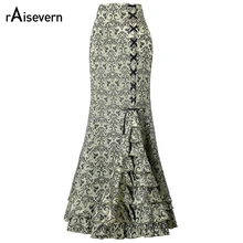Raisvern винтажная длинная юбка для женщин с высокой талией, юбка русалки, летняя сексуальная юбка с оборками, 7 цветов, женские юбки