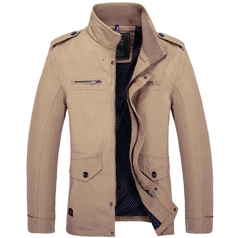 

Men Casual Bomber Jacket Military Multi-pocket Stand Collar Cotton Washed Coat Jaqueta Masculina Flight Tactical Jackets Men