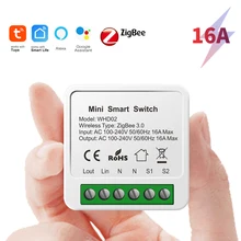 Tuya MINI Zigbee Smart Switch Home Automation Modules 16A 2-way Control Timer Works With Alexa Google Home Smart Life Gadgets