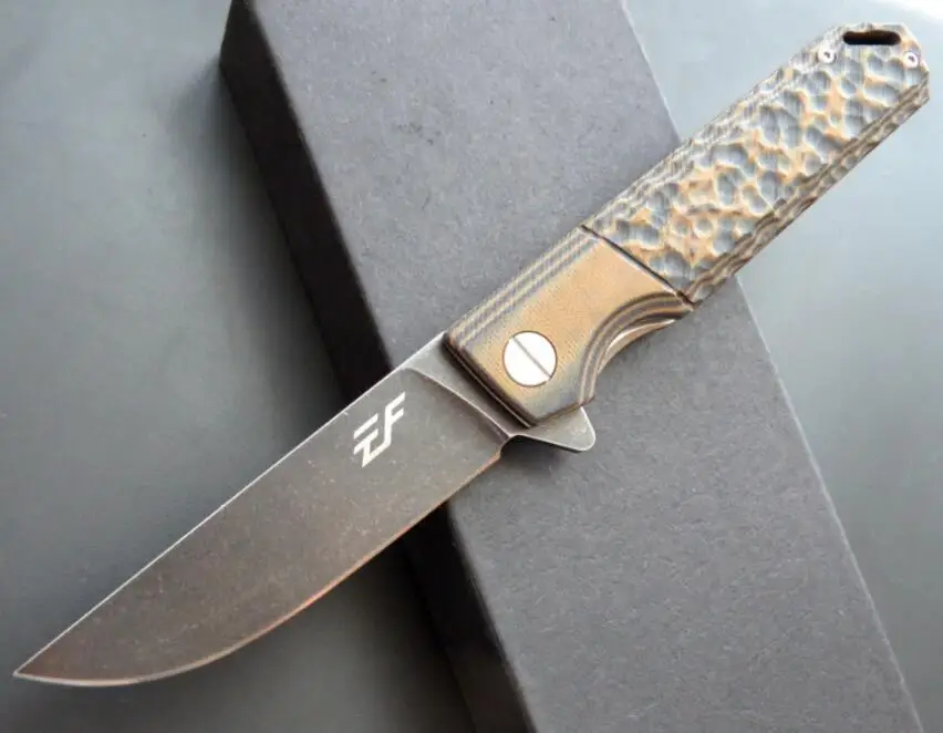 Ef Leopard Pattern G10 Handle D2 Blade Stone Wash Pocket Folding Knife