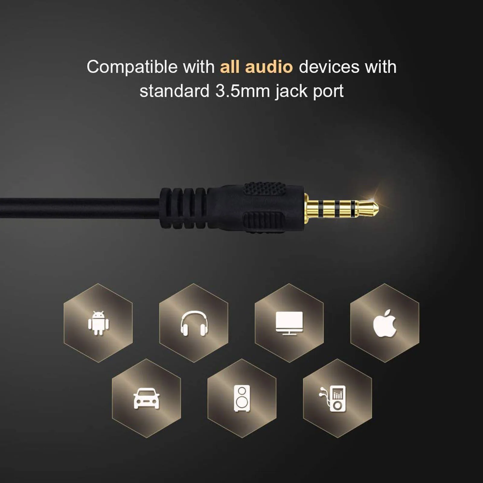 3.5mm TRRS 4-Pole Male To 3/4/5 Way Female Splitter Cable – 1ft, Black, Universal