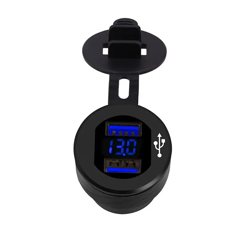 Светодиодный дисплей QC3.0 Dual USB Автомобильное зарядное устройство для мотоцикла штекер автомобильный прикуриватель адаптер безопасная быстрая зарядка
