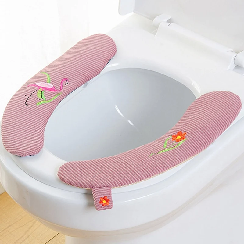 PK 2 шт./компл. бархат сиденье для унитаза крышка мягкие WC вставка для унитаза подушка для сидения моющийся Ванная комната с подогревом сиденья Крышка коврик липкий сиденье коврики - Цвет: PK