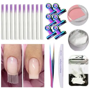 

HOT SALE ! Nail Extension Set Professional Rapid Extending Tips Manicure Salon Tool Tweezers Nail File Clips Set High Quality