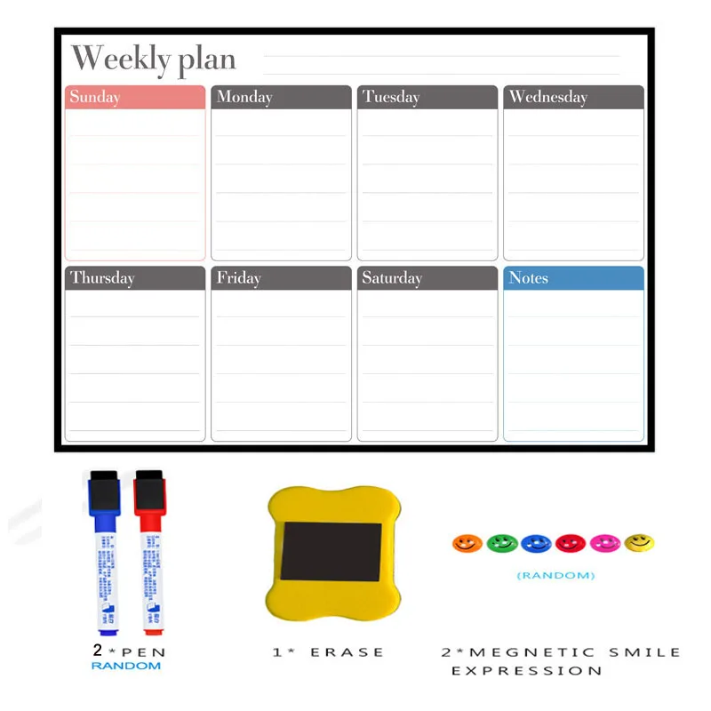 YIBAI A3 Whiteboard Magnetic Calendar Weekly Magnet Planner Drawing Refrigerator White Board Memo Boards Fridge home school Use super magnetic whiteboard a3 weekly planner daily message white board fridge magnet office kitchen refrigerator drawing board