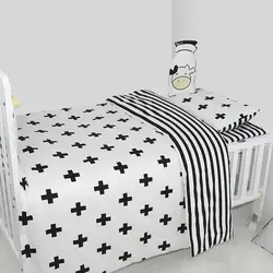 Комплект постельного белья для малышей из 3 предметов, набор постельных принадлежностей для детской кроватки, белая полосатая детская