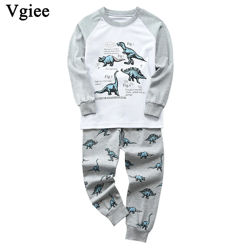 

Vgiee Boys Clothing Fall Outfits Kids Boys Clothes Full Cartoon Polyester Pattern for Dinosaur Boy Set Outfit CC652