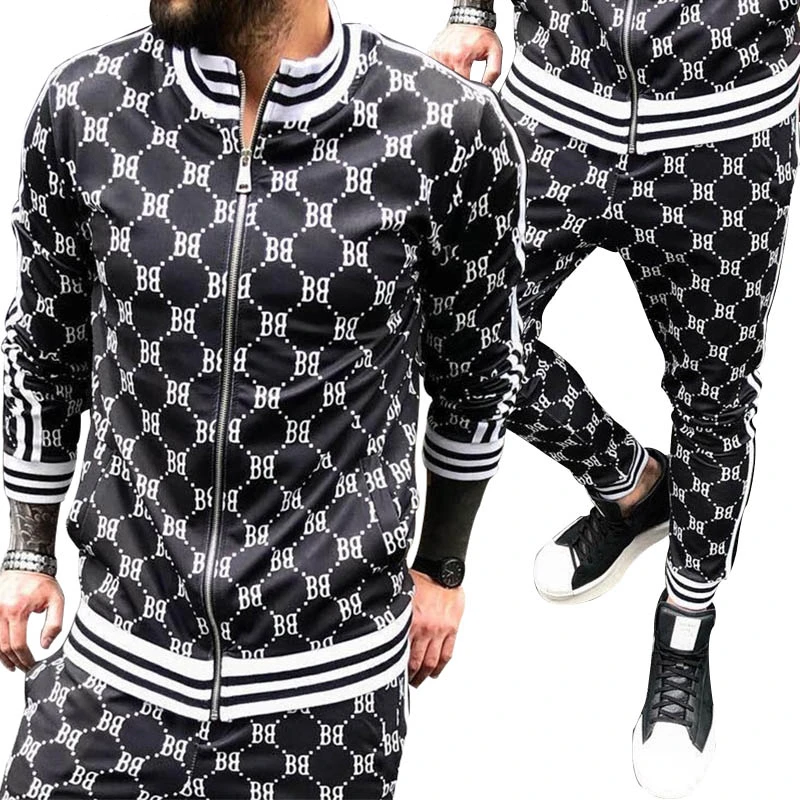 Men's Sports Suit Running Set Men Jogging Tracksuit New Set Autumn Mens 2 Piece Sets gyms Fitness Suit male Jacket+ Pants