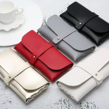 

Q Leather Glasses Case Men Women Fashion Portable Glasses storage Box Handmade Foldable Eyewear Protector Box