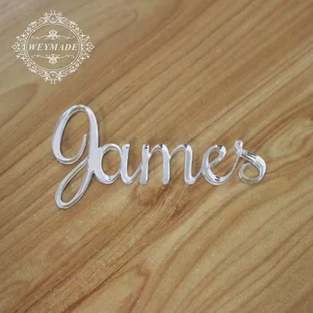 

Personalized Laser Cut Guest Name Place Name Setting Silver / Gold Mirror Acrylic Place Card Decor Wedding Party Centerpiece