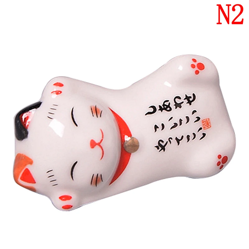 N2 1 шт. Lucky Cat держатель для палочек японские керамические палочки для еды Уход Керамическая фигура «Счастливая Кошечка» домашний отель 7 форм - Цвет: N2